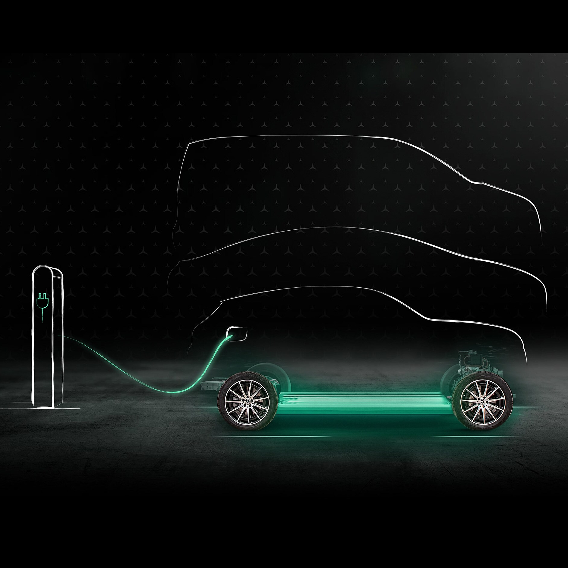 Green charging | Opladen en services | Elektrische modellen van Mercedes-Benz Een animatie van de werking van green charging.